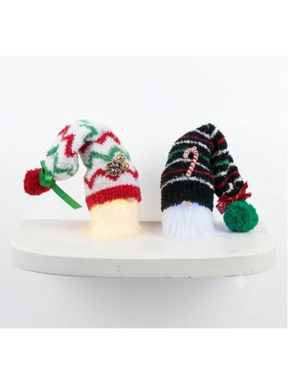 Handmade Light Up Christmas Gnome Shelf Sitter | LED Glowing Holiday Table Decor